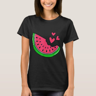 Watermelon Slice Melon Hearts Lovers Eating Fruit T-Shirt