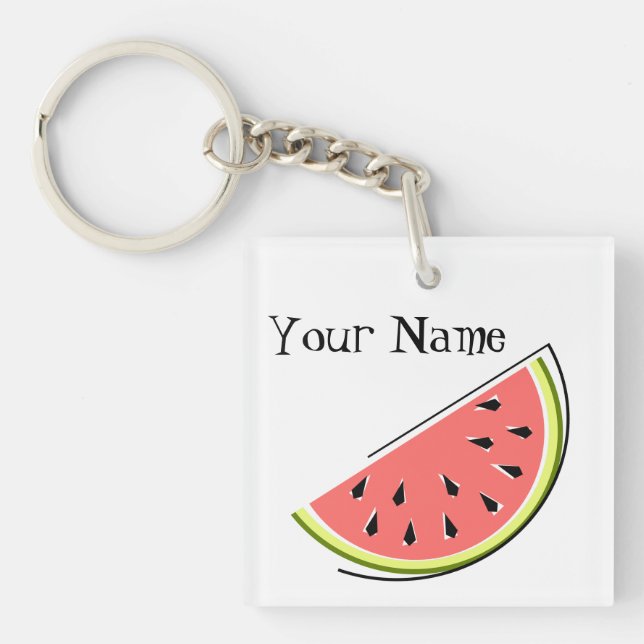 Watermelon Slice Monogram square Keychain (Front)