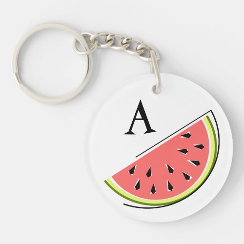 Watermelon Slice Monogram Text double_sided Keychain