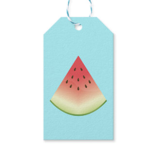 Watermelon Slice On Blue Color Gift Tags