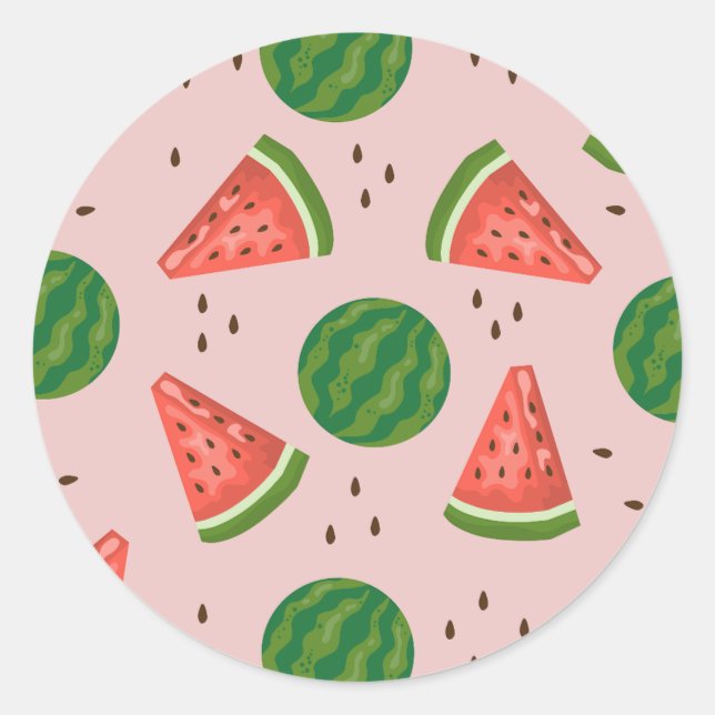 Watermelon Slice Pattern Juice Fruit Lover Summer  Classic Round Sticker (Front)