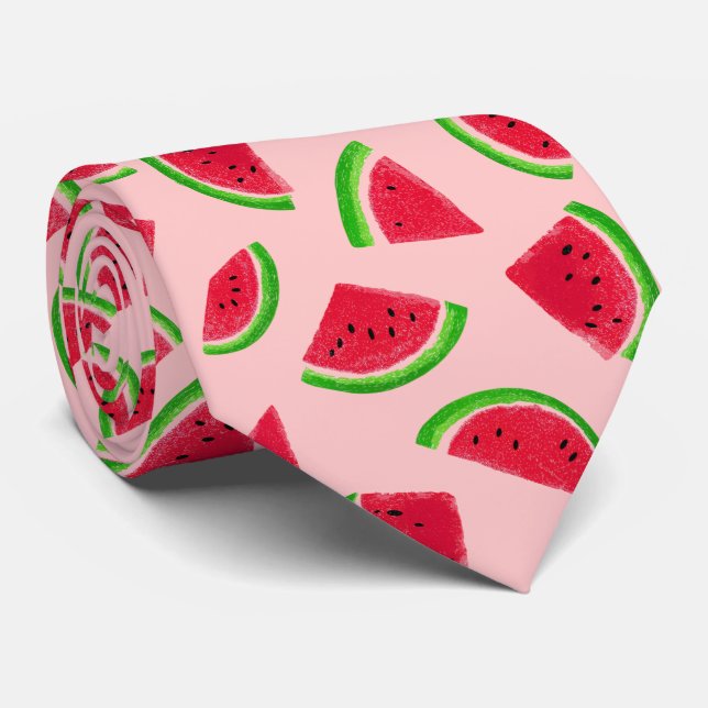 Watermelon Slice Pattern Neck Tie (Rolled)