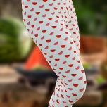 Watermelon Slice Pattern Red and White Leggings<br><div class="desc">Cute watermelon slices cover these summer leggings - you can change the background color to whatever you like. Suitable to wear all through the summer and of course wear for National Watermelon Day</div>