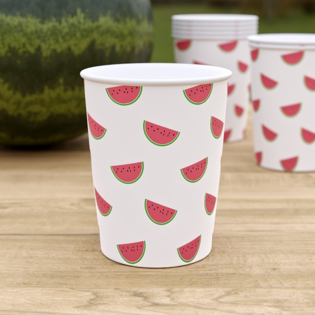 Watermelon Slice Pattern Summer Party Paper Cups (🍉For summer parties as watermelon is the official fruit of the summer 🍉)