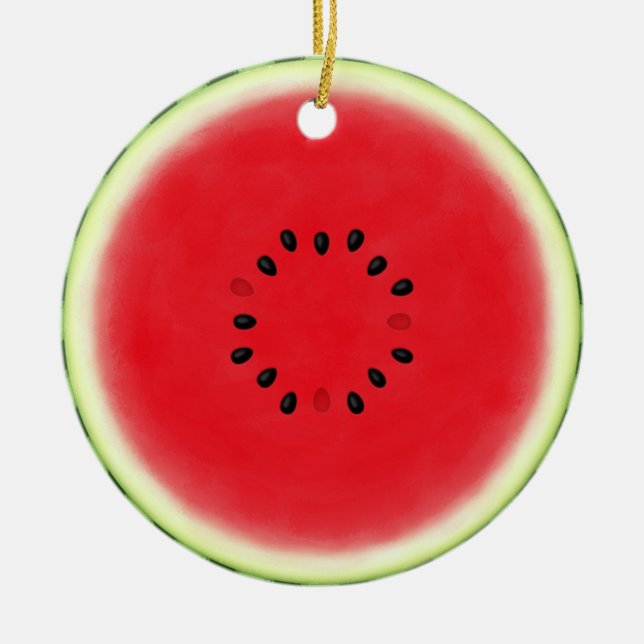 Watermelon Slice Personalized Ceramic Ornament (Front)