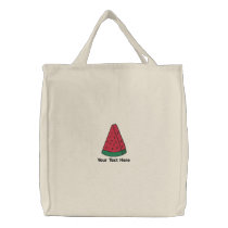 watermelon slice personalized embroidered tote bag