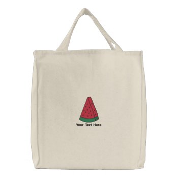 Watermelon Slice Personalized Embroidered Tote Bag by Embroideredwear at Zazzle