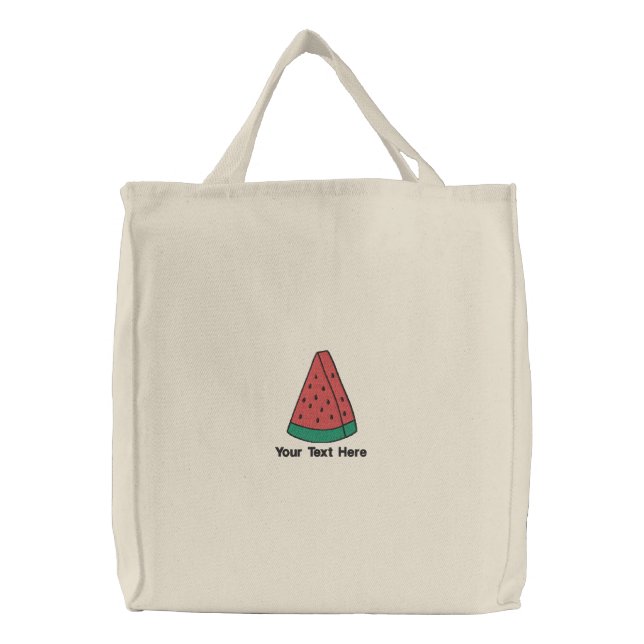 watermelon slice personalized embroidered tote bag (Front)