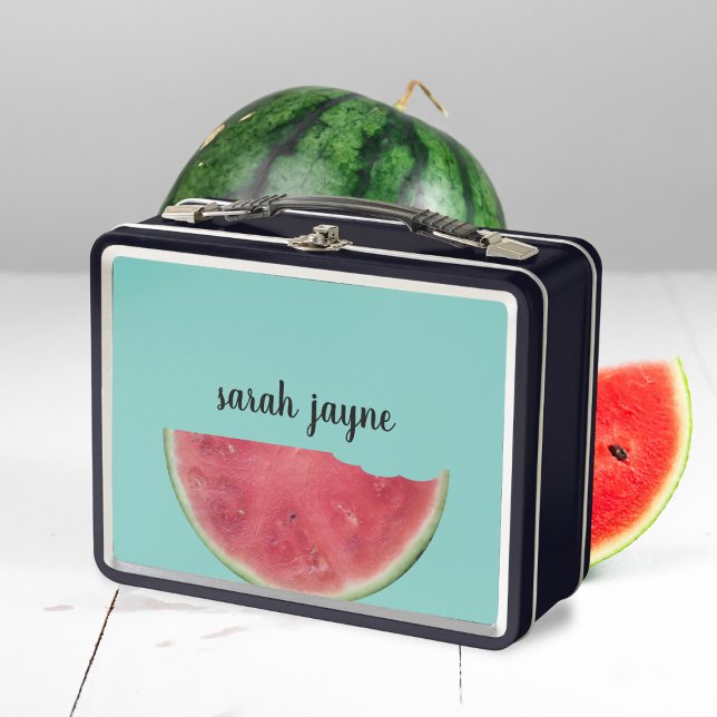 Watermelon Slice Personalized Metal Lunch Box (🍉Just add your name and enjoy another slice of watermelon! 🍉 )