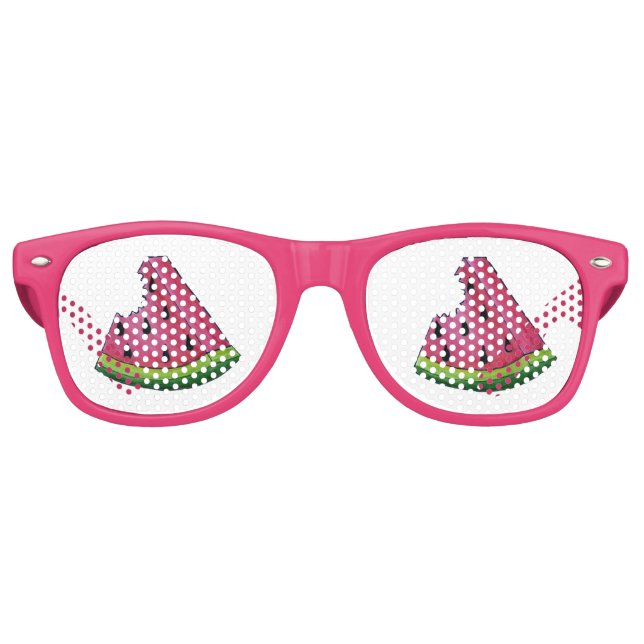 Watermelon Slice Picnic Pink Fruit Melon Wedge Retro Sunglasses (Front)