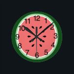 Watermelon Slice Round Clock<br><div class="desc">A fun clock designed to look like a slice of watermelon. If you prefer the clock without numbers, simply click "Customize It", click on the "clock face transp" image and then click on the X to delete the image of the numbers.</div>