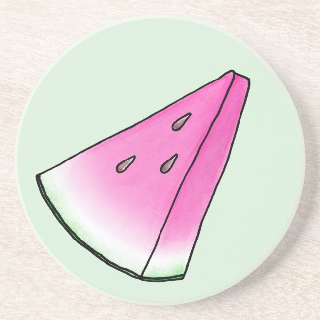 Watermelon slice sandstone coaster (Front)