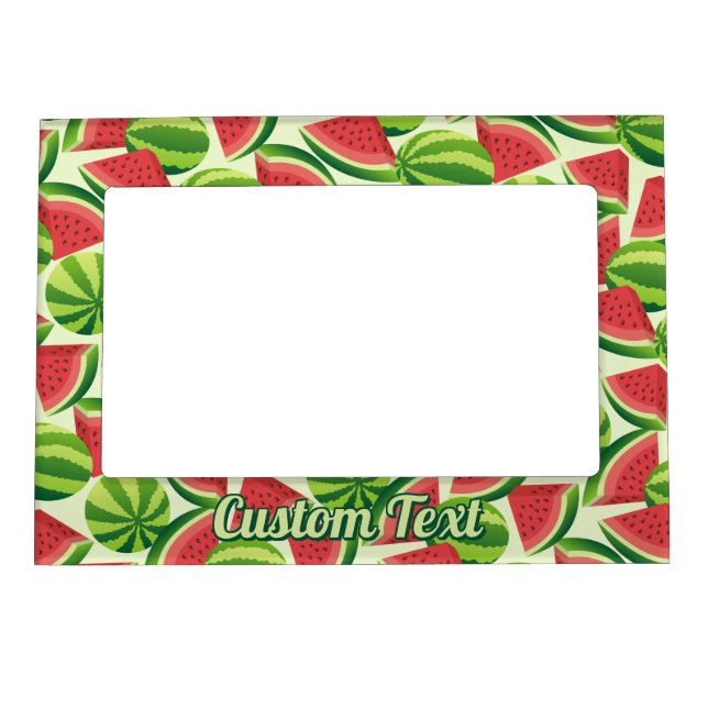 Watermelon Slice Seamless Background Magnetic Frame (Front)