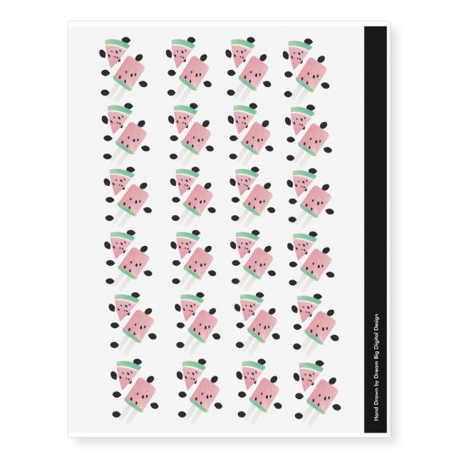 Watermelon Slice Seeds Mix Temporary Tattoos (Front)