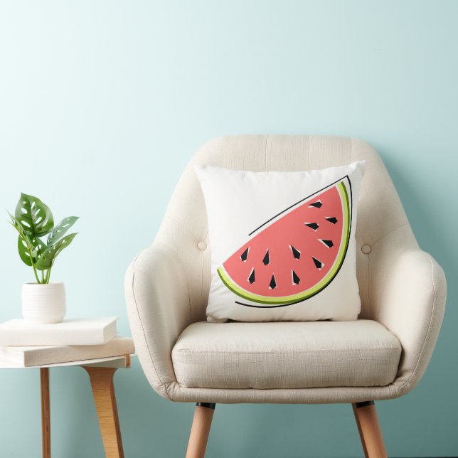 Watermelon Slice square striped back Throw Pillow (Chair)
