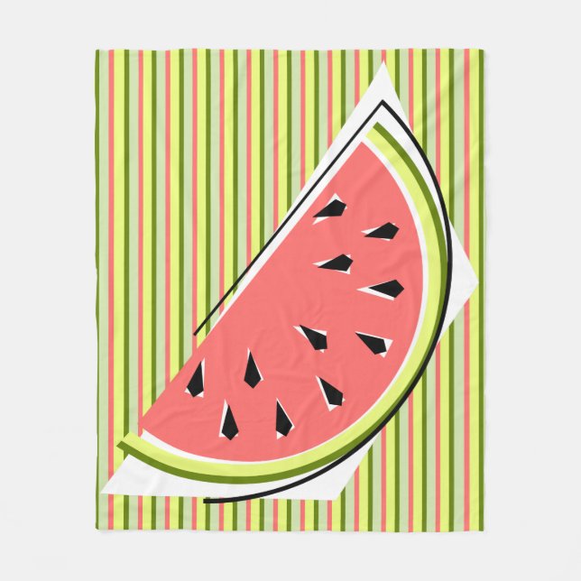 Watermelon Slice Stripe Classic Fleece Blanket (Front)