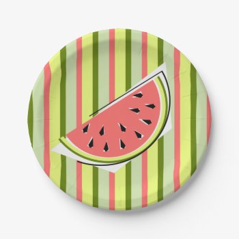 Watermelon Slice Stripe Paper Plates by QuirkyChic at Zazzle