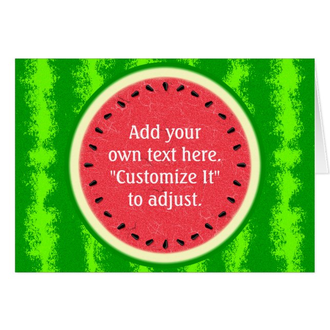 Watermelon Slice Summer Fruit Personalized Cards (Front Horizontal)