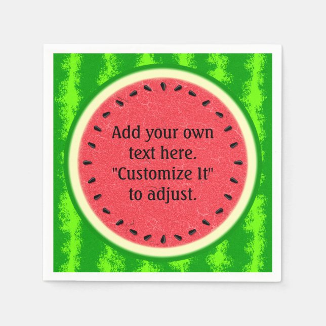 Watermelon Slice Summer Fruit Personalized Napkins (Front)
