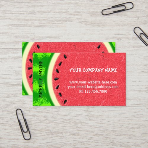 Watermelon Slice Summer Fruit with Rind Business Card