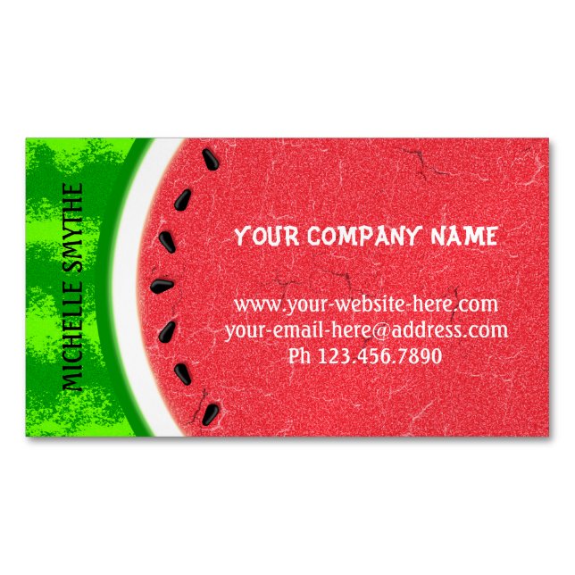Watermelon Slice Summer Fruit with Rind Business Card Magnet (Front)