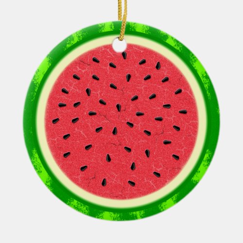 Watermelon Slice Summer Fruit with Rind Ceramic Ornament