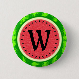 Watermelon Slice Summer Fruit with Rind Monogram Button