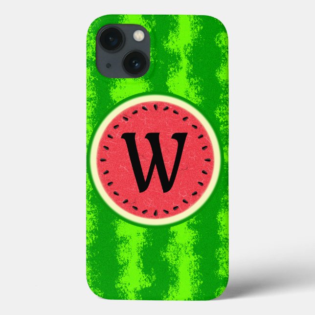 Watermelon Slice Summer Fruit with Rind Monogram Case-Mate iPhone Case (Back)