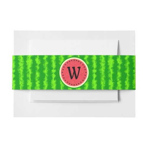 Watermelon Slice Summer Fruit with Rind Monogram Invitation Belly Band