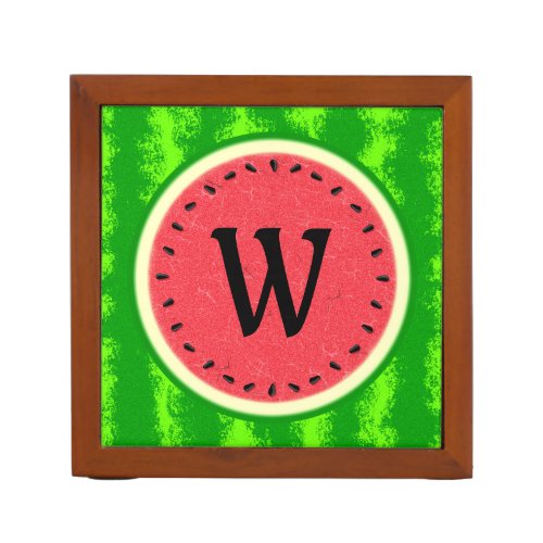 Watermelon Slice Summer Fruit with Rind Monogram Pencil Holder