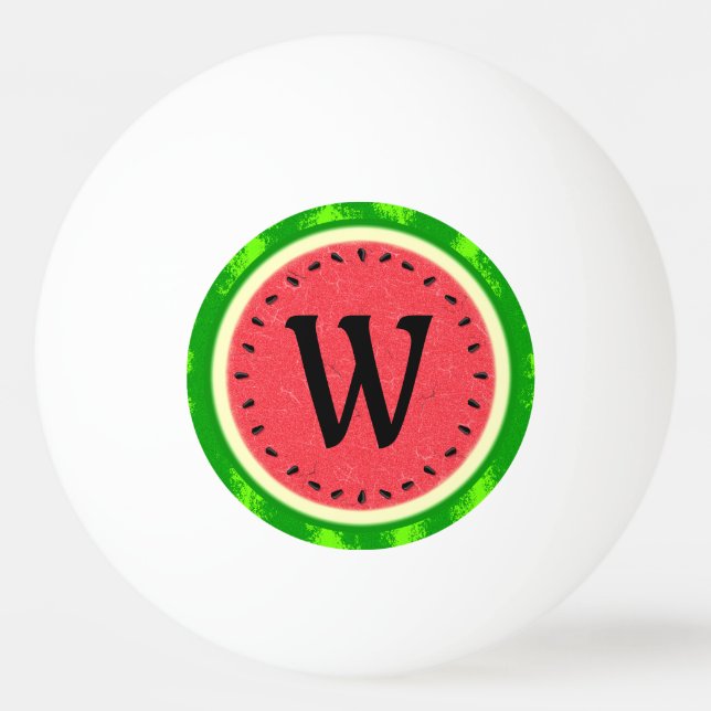 Watermelon Slice Summer Fruit with Rind Monogram Ping-Pong Ball (Front)