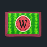 Watermelon Slice Summer Fruit with Rind Monogram Trifold Wallet<br><div class="desc">This pretty watermelon design has a round fruit that looks like it's been sliced,  so the juicy pink-red flesh of the melon shows through,  along with plenty of black watermelon seeds. The berry also has a speckled green,  mottled rind. This is a cute,  whimsical summertime design.</div>