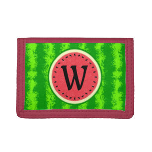 Watermelon Slice Summer Fruit with Rind Monogram Trifold Wallet