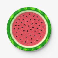 Watermelon Slice Summer Fruit with Rind Paper Plate