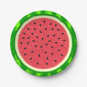 Watermelon Slice Summer Fruit with Rind Paper Plates