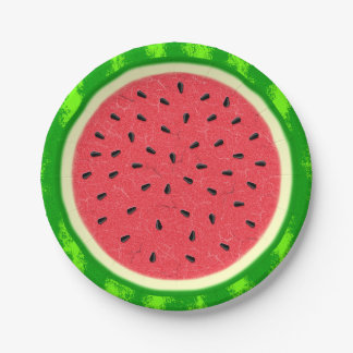 Watermelon Slice Summer Fruit with Rind Paper Plates