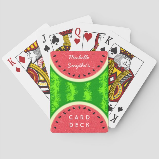 Watermelon Slice Summer Fruit with Rind Poker Cards (Back)