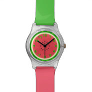 Watermelon Slice Summer Fruit With Rind Wrist Watch at Zazzle