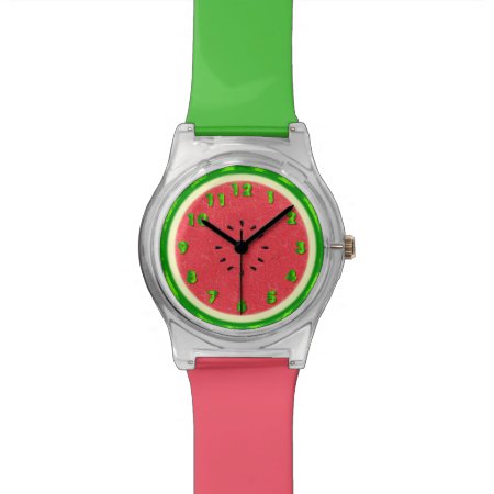 Watermelon Slice Summer Fruit With Rind Wrist Watch