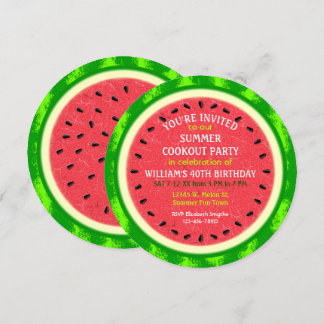Watermelon Slice Summer Party Cookout or Birthday Invitation