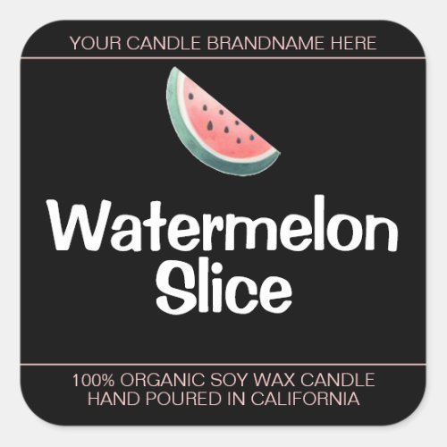 Watermelon Slice Symbol Soy Candles Labels Black