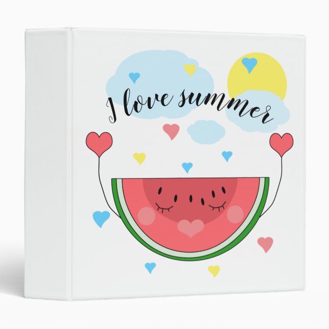 Watermelon slice, text, "I love summer", 3 Ring Binder (Front/Spine)