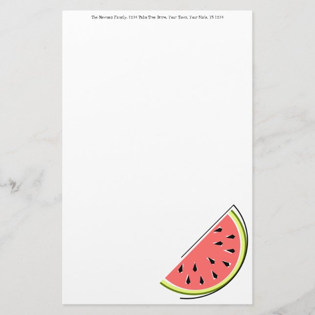 Watermelon Slice Text Stationery (Front)