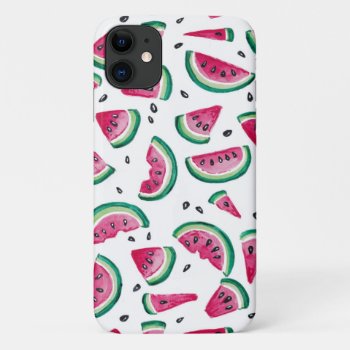 Watermelon Slices And Seeds Pattern Iphone 11 Case by LisaMarieArt at Zazzle
