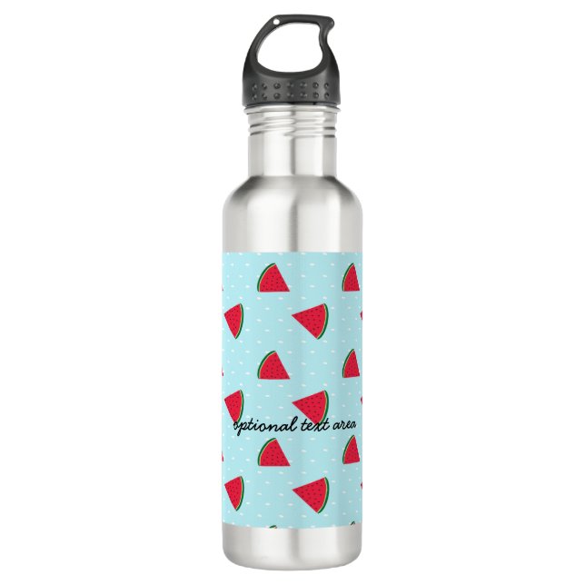 Watermelon Slices Blue Fun Summertime Stainless Steel Water Bottle (Front)