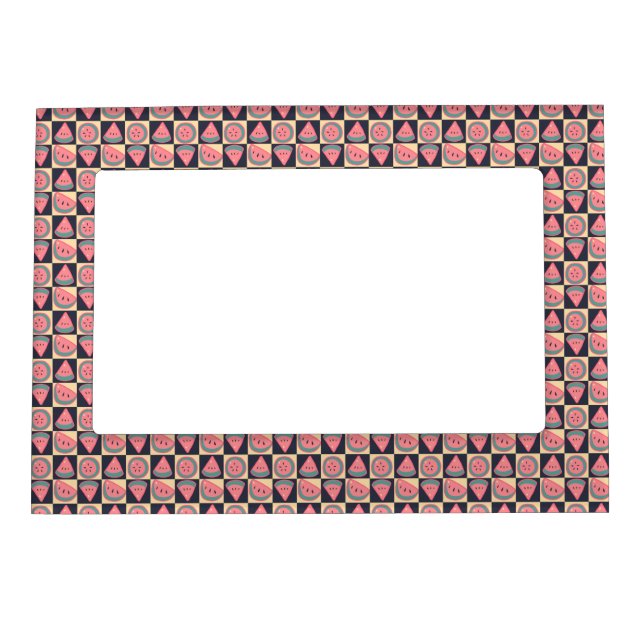 Watermelon Slices - Checkered Pattern Magnetic Photo Frame (Front)