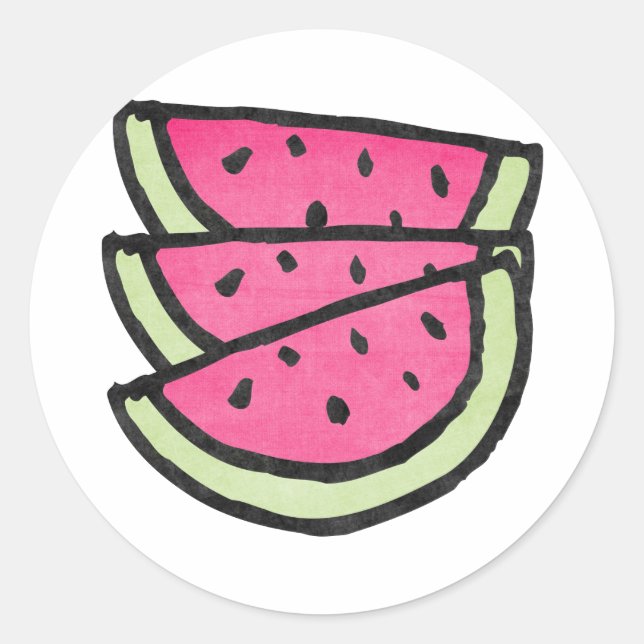 Watermelon Slices Classic Round Sticker (Front)