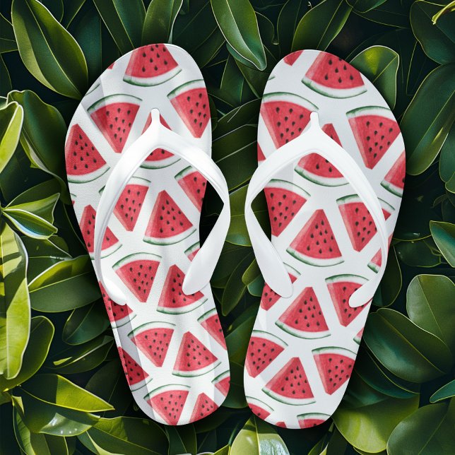 Watermelon Slices Cute Pink Summer Fruit Flip Flops (Creator Uploaded)