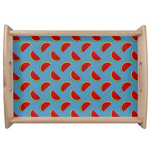 Watermelon Slices on a Bright Blue Background Serving Tray
