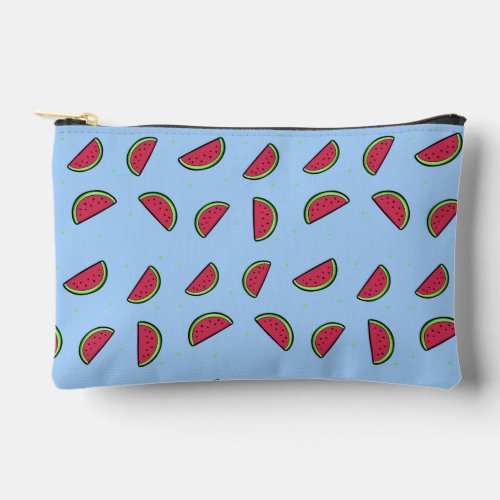 Watermelon slices on blue accessory pouch